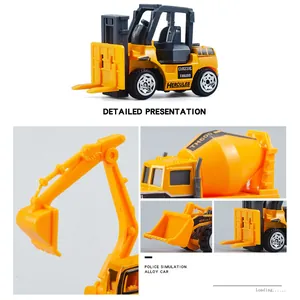 Ensemble de mini véhicules de chantier en alliage avec modèles de pelleteuse jaune
