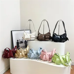 Retro oil wax leather motorcycle bags in various colors on display with wide straps