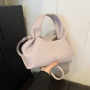 Borsa a Nuvola Plissettata alla Moda Donna Morbida Pelle PU Texture Litchi Con Tracolla Borsa a Tracolla per Uso Quotidiano