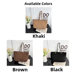 Detailed comparison of khaki, brown, and black suede quilted shoulder bags with gold chains
