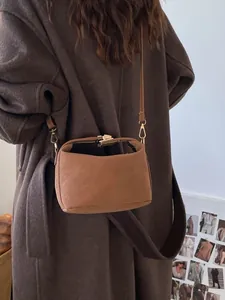 Damen Retro PU-Leder Umhängetasche Vintage Quadratische Schultertasche Minimalistische Handtasche Für Studenten Alltäglicher Gebrauch