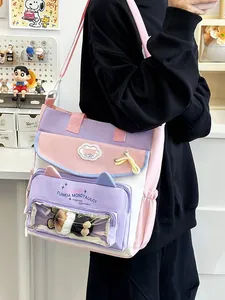 Niedliche japanische Schultasche mit transparentem Fenster und Katzenohren-Design