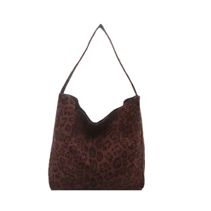 Sac fourre-tout vintage imprimé léopard à grande capacité pour un style décontracté
