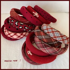 Premium thick sponge red headbands set with various patterns for volume and style