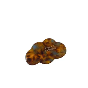 Pince à cheveux nuage fait main avec texture écaille de tortue marron et bleue
