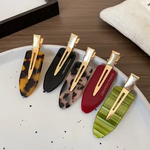 French Retro Acetate Teardrop Duckbill Hair Clips Minimalist Geometric Marble Bangs Clips For Women Hair Accessories