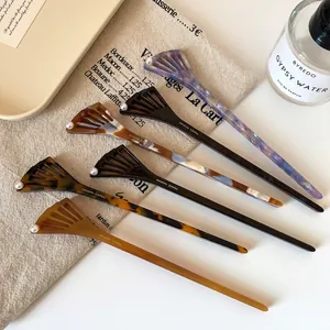 Elegant acetate hair sticks with fan-shaped cutout and pearl in assorted colors