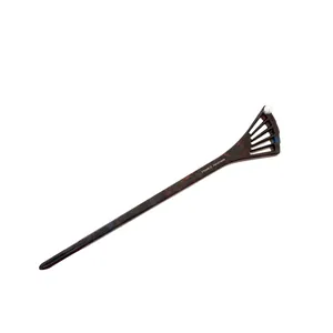 Handmade tortoiseshell acetate hair pin with fan-shaped cutout and pearl detail