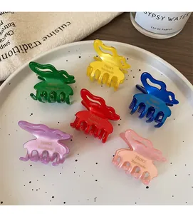 Lot de 6 pinces à cheveux papillon en acétate coloré avec inscription dorée faite main