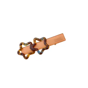 Barrette à cheveux étoile ambrée faite main avec motif écaille de tortue pour femme