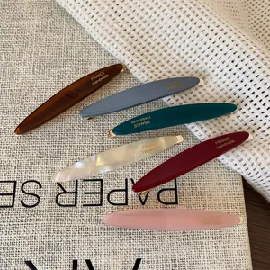 Set di 6 fermagli per capelli colorati a forma di foglia con design francese a mano