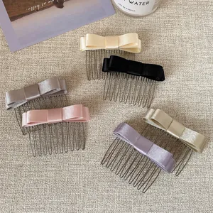 Elegante Pettine per Capelli con Fiocco in Raso per Donna Stile Coreano Fiocco in Tessuto a Doppio Strato Accessorio per Capelli