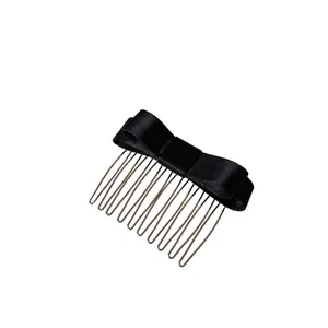 Elegante pettine per capelli con fiocco in raso nero e fermaglio minimalista 3D