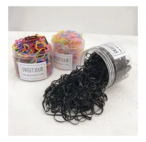 Pot d'élastiques à cheveux en TPU sans couture, haute élasticité, noir et coloré
