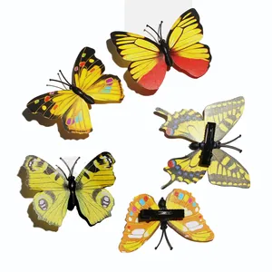 Set of 5 colorful artificial butterfly hair clips with realistic patterns and back clips