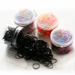 Lot de 4 bocaux d'élastiques à cheveux sans couture haute élasticité en noir et couleurs variées