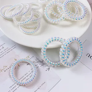Elastici per Capelli a Cavo Telefonico Sirena Iridescente per Donna Fasce per Capelli a Spirale Olografica Elastici