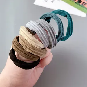 Women Seamless High Elasticity Hair Ties Korean Style Ribbed Polyester Rubber Band Hair Loops For Daily Sports Styling