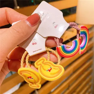 Elastici per capelli da neonata con ciondoli arcobaleno e cartoni animati su carta