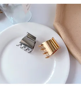 Detail von Mini-Haarklammern aus Gold- und Silbermetall mit Federclips für Haarstyling