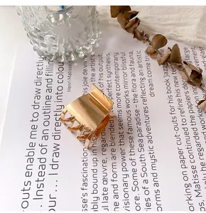 Nahaufnahme der goldenen Metall Haarklammer mit glänzender Oberfläche auf Kunstdruckpapier