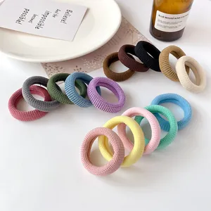Set of 14 seamless high-elasticity ribbed hair ties in assorted vibrant colors