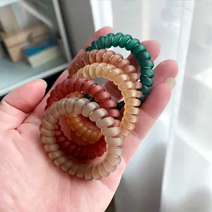Frosted Telephone Wire Hair Tie High Elastic Matte Resin Spiral Hair Ring Morandi Color Ponytail Holder Hair Accessories