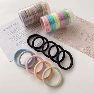 Seamless high-elasticity hair ties set in assorted candy colors with storage container