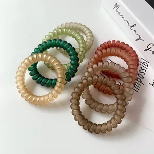 Set of 8 matte telephone wire hair coils in Morandi colors for durable ponytails