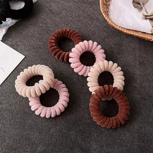 Elastico per Capelli a Cavo Telefonico Floccato Alta Elasticità Senza Traccia Corda per Capelli a Spirale per Donna