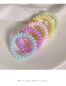 Close-up of pastel spiral hair coils in blue purple pink yellow and mint green hues