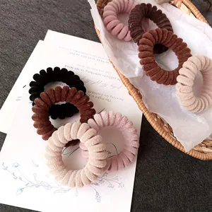 Set di 8 elastici per capelli a spirale floccati, anelli di velluto stile cavo telefonico