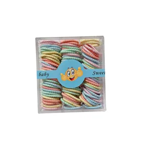 Set de 100 gomas elásticas de colores para el pelo en caja de color macaron para niños