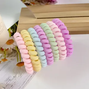 Macaron Candy Color Telephone Line Spiral Hair Ties Matte Resin No Trace Elastic Hair Rings For Women Girls Daily Hair Accessories