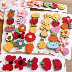 Handmade cartoon fruit and animal hair velcro clips set for girls and toddlers