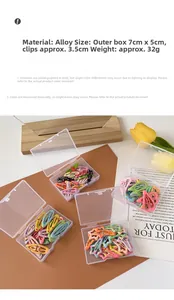 Detailed view of colorful polka dot hair clips in storage boxes with product dimensions