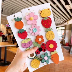 Cute Cartoon Children Hair Clips Fruit Animal Flower Felt Hair Accessories For Toddler Girls Kids Handmade Hair Decoration