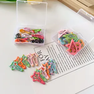 Colorful polka dot metal BB hair clips for girls in star and water drop shapes