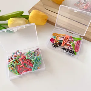 Colorful polka dot mini hair clips set for girls in transparent storage boxes