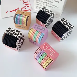 Ensemble d'Élastiques à Cheveux en Nylon Haute Élasticité pour Femmes Bandes de Cheveux en Spirale Nervurées Sans Couture Accessoires de Coiffure