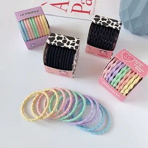 Élastiques à cheveux sans couture en couleurs pastel et noir avec boîte cadeau