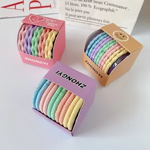 Élastiques à cheveux sans couture en boîtes pastel colorées pour queue de cheval