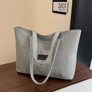 Borsa Tote in Cotone e Lino di Grande Capacità Borsa a Mano in Tela alla Moda Borsa a Tracolla da Pendolare Borsa da Mamma Grande Borsa da Scuola per Studenti