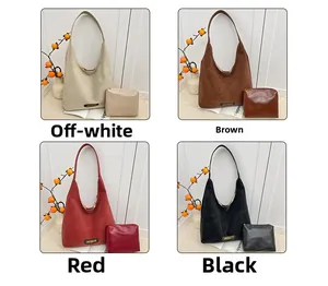 Four colors of the minimalist tote bag set with matching zipper pouches in a grid view