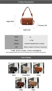 Guide des dimensions détaillées et options de couleurs pour le sac à main en cuir PU