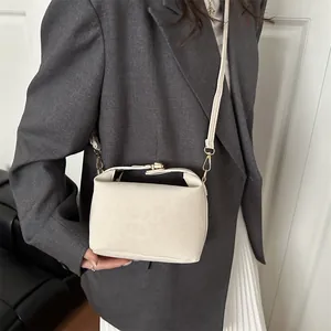 Cream white leopard embossed crossbody bag with gold buckle for college students