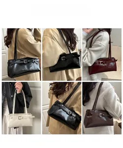 Vues multiples des sacs à bandoulière en noir, bordeaux, blanc cassé et marron foncé