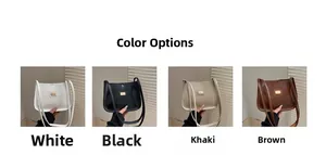 Minimalist underarm bags shown in white, black, khaki, and brown with gold hardware