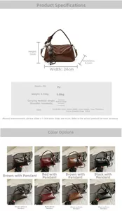 Detailed size chart and multi-color options for vintage large capacity pillow bags