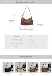 Detailed size chart and specifications for the large nylon tote bag in four colors
